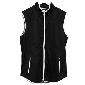 FOOTJOY Womens Golf Vest Size Medium Black White Zip Light Jacket Soft Shell